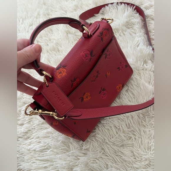 Coach Peony Print Morgan Top Handle Satchel - Picture 11 of 11